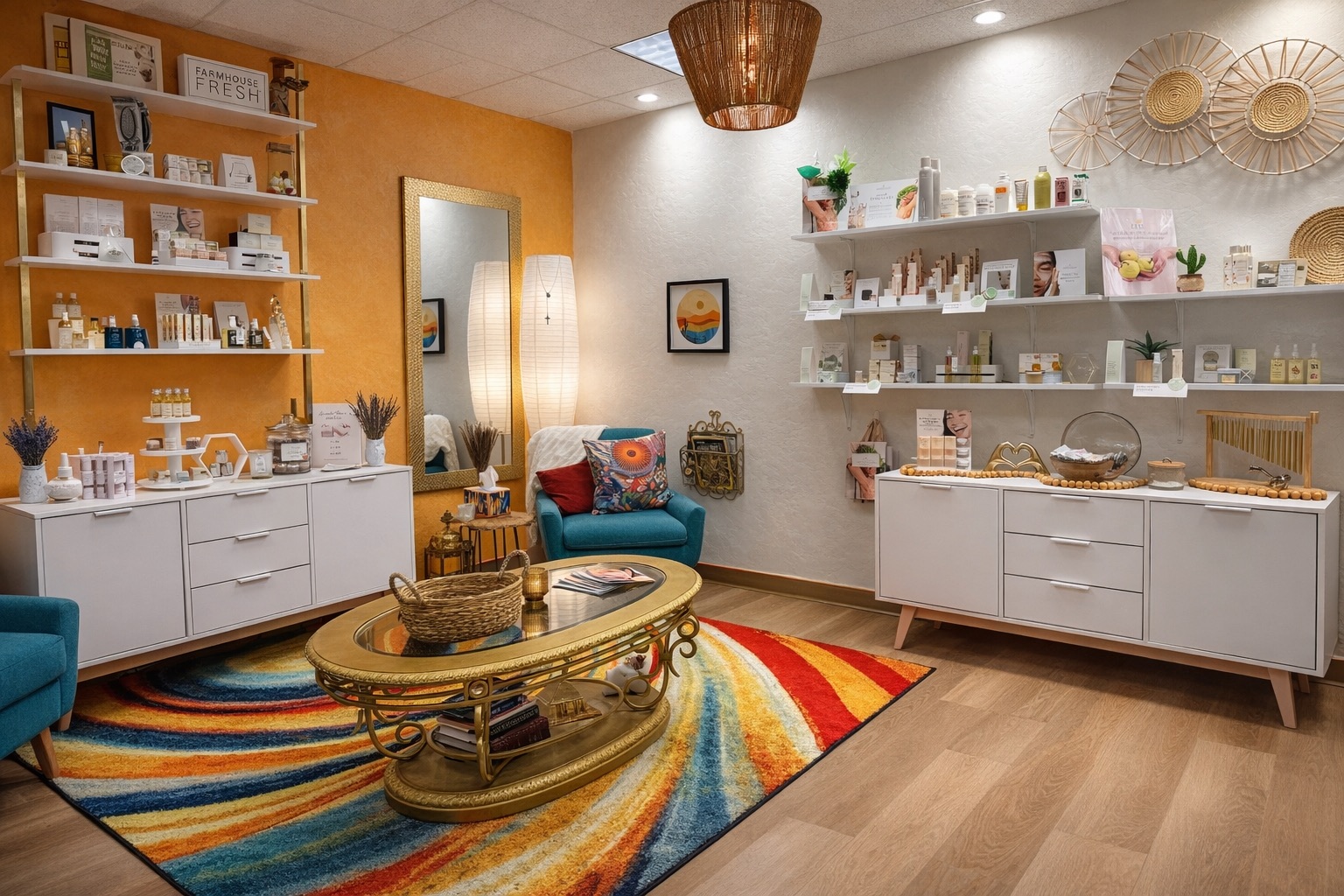 The warm and colorful interior of The Sacred Basin